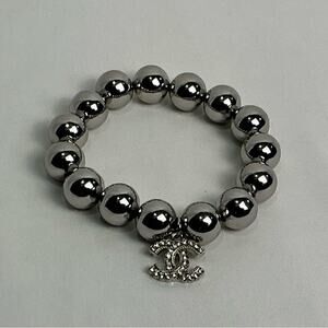 Chanel Silver metal Beaded Bracelet